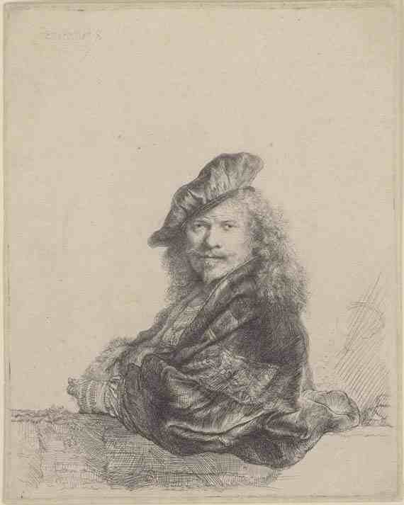 Rembrandt: Self-Portrait Leaning on a Stone Sill